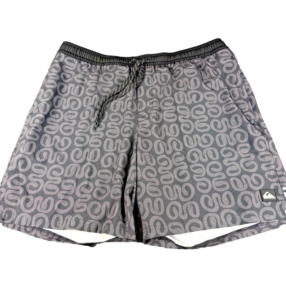 Quiksilver Mens Swim Trunks XL Black NWT Board Shorts 7 Inch Inseam Stretch